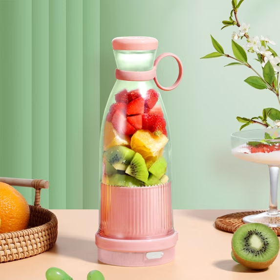 BlendGo Mini Portable Blender - filled with colorful fruits